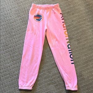 Aviator Nation Pink Girls Sweatpants with Rainbow Logo size 10